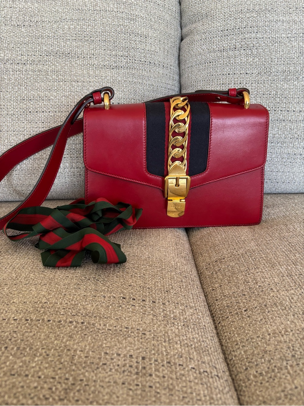 Gucci Red Leather Sylvie